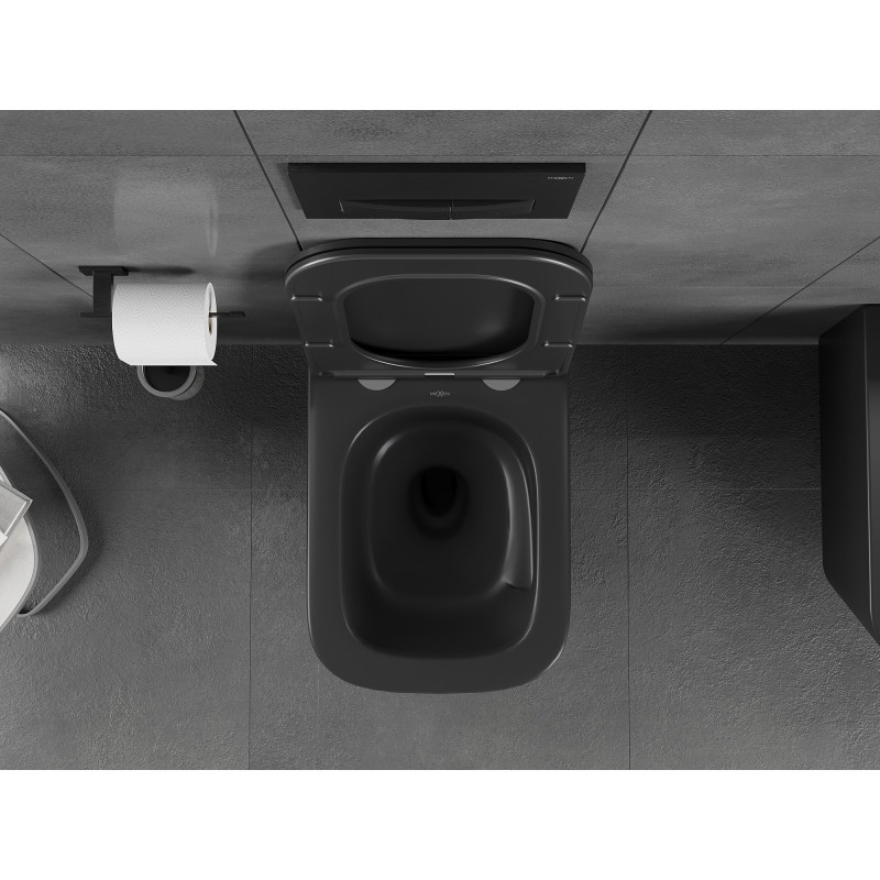 Mexen Teo miska wc Rimless Tornado z deską wolnoopadającą slim, duroplast, czarna mat - 30850685T