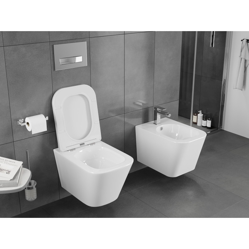 Mexen Teo miska wc Rimless Tornado z deską wolnoopadającą slim, duroplast, biała połysk - 30850600T