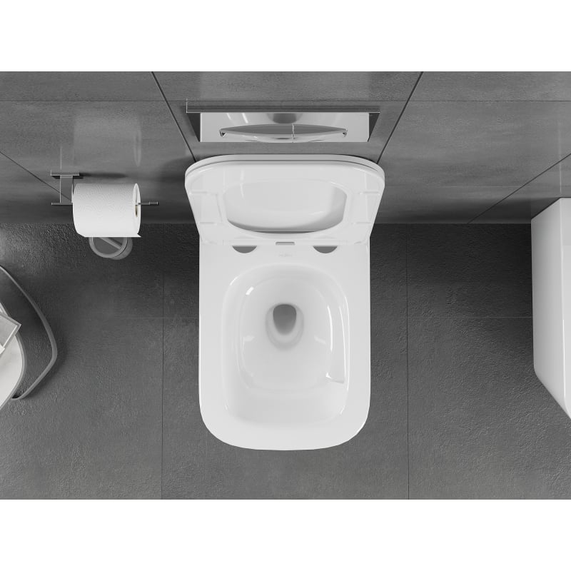 Mexen Teo inodoro sin borde Rimless Tornado con asiento de cierre suave slim, duroplast, blanco brillante - 30850600T