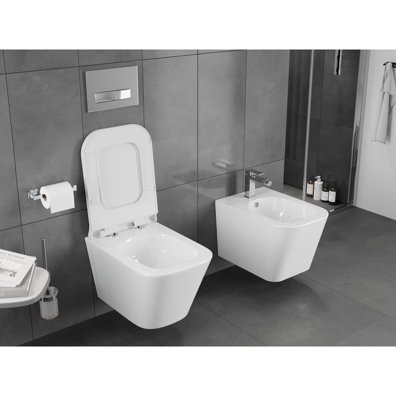 Mexen Teo Rimless Tornado WC-skål med slimline mjukstängande sits, duroplast, vit glans - 30850700T