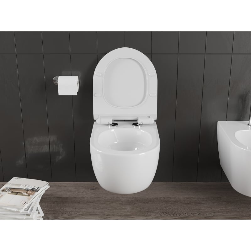 Mexen Carmen miska wc Rimless Tornado z deską wolnoopadającą slim, duroplast, biała połysk - 30880100T