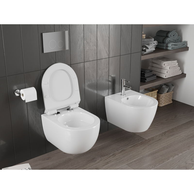 Mexen Carmen wc-misk Rimless Tornado met soft-close slanke zitting, duroplast, glanzend wit - 30880100T