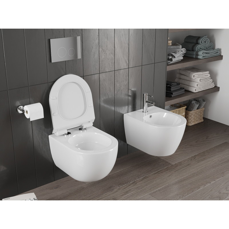 Mexen Carmen WC-pott Rimless Tornado aeglaselt sulguva õhukese istmega, duroplast, valge läikiv - 30880100T