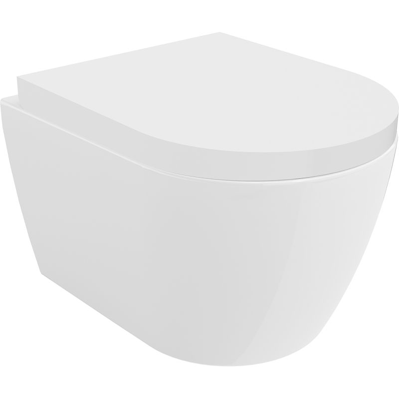 Mexen Carmen wc-pot Rimless Tornado met langzaam sluitende harde zitting, duroplast, glanzend wit - 30880200T