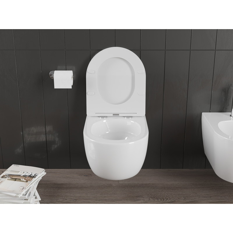 Mexen Carmen miska wc Rimless Tornado z deską wolnoopadającą slim, duroplast, biała połysk - 30880300T