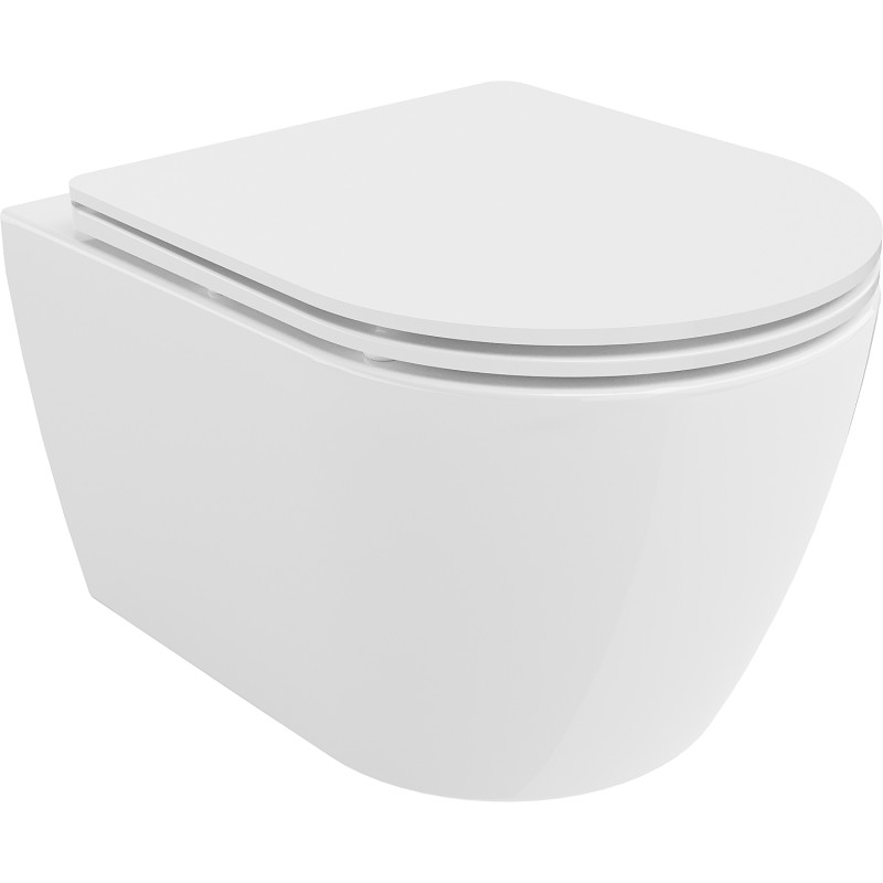 Mexen Carmen miska wc Rimless Tornado z deską wolnoopadającą slim, duroplast, biała połysk - 30880300T