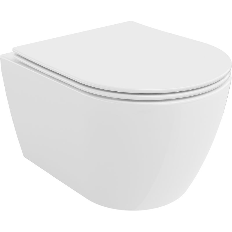 Mexen Carmen WC Rimless Tornado con copriwater a chiusura rallentata slim, duroplast, bianco lucido - 30880400T