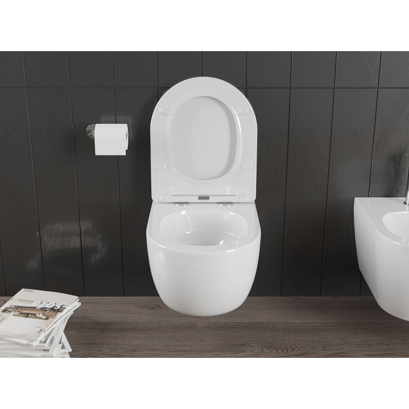 Mexen Carmen WC Rimless Tornado con copriwater a chiusura rallentata slim, duroplast, bianco lucido - 30880400T
