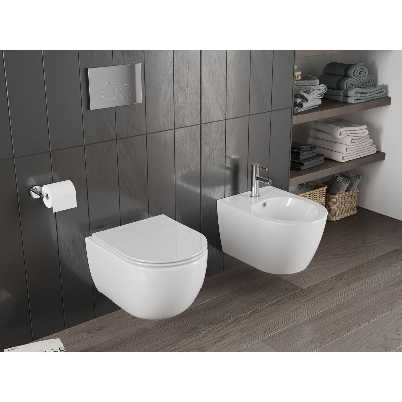Mexen Carmen WC-Schüssel Rimless Tornado mit Absenkautomatik Slim, Duroplast, weiß glänzend - 30880400T