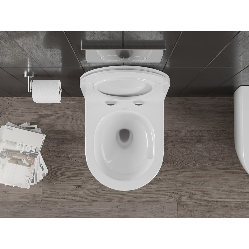 Mexen Carmen miska wc Rimless Tornado z deską wolnoopadającą slim, duroplast, biała połysk - 30880500T