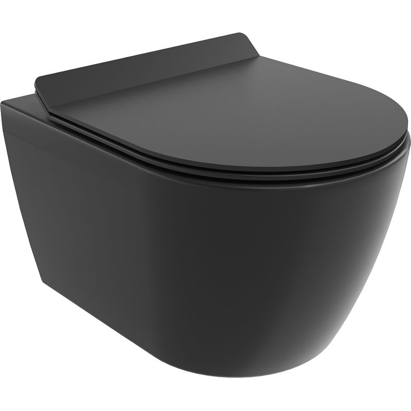 Mexen Carmen WC-Schüssel Rimless Tornado mit Slim-Absenkautomatik-Sitz, Duroplast, mattschwarz - 30880185T