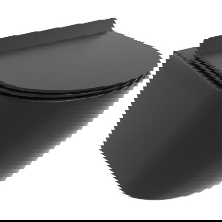 Mexen Carmen Rimless Tornado Toilet Bowl with Slim Soft-Close Seat, Duroplast, Matte Black - 30880185T