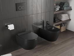 Mexen Carmen cuvette WC Rimless Tornado avec abattant à fermeture lente slim, duroplast, noir mat - 30880185T