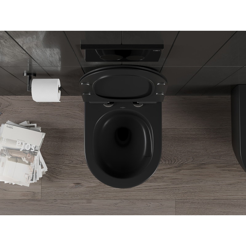Mexen Carmen Rimless Tornado must matt wc-pott Slim duroplastist aeglaselt laskuva istmega - 30880185T