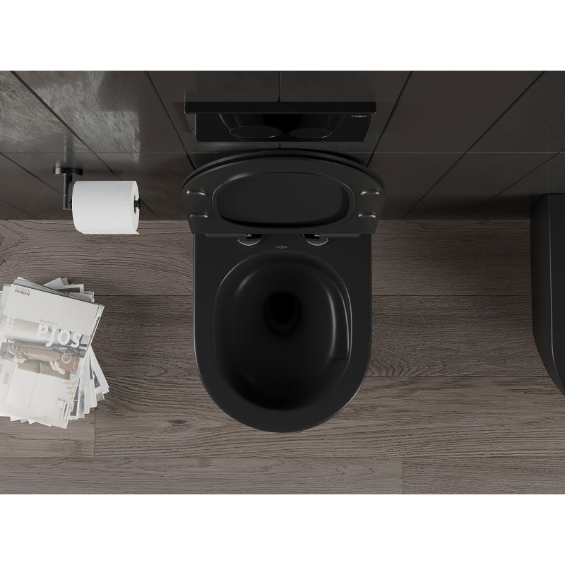 Mexen Carmen wc sospeso Rimless Tornado con sedile slim a chiusura rallentata, duroplast, nero opaco - 30880185T