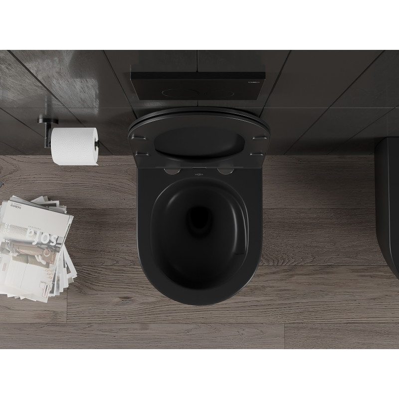 Mexen Carmen miska wc Rimless Tornado z deską wolnoopadającą slim, duroplast, czarna mat - 30881085T
