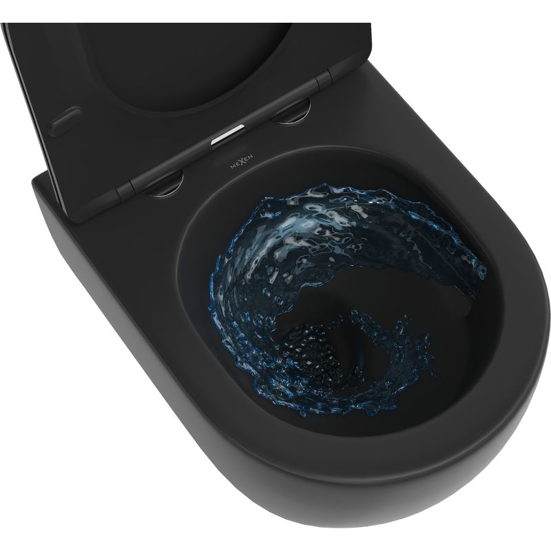 Mexen Carmen WC-skål Rimless Tornado med mjukstängande slim-sits, duroplast, svart matt - 30880185T