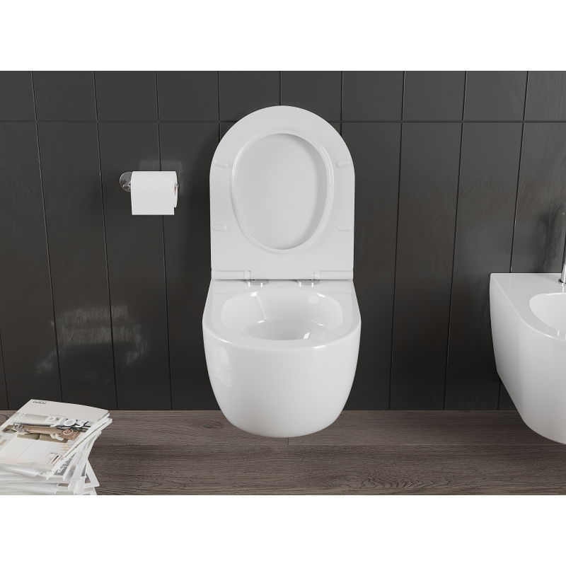 Mexen Carmen WC školjka Rimless s slim desko s tihim zapiranjem, duroplast, bel sijaj - 30880500