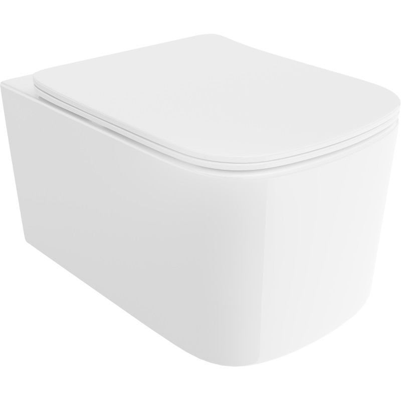 Mexen Vivo wc-pott Rimless Tornado aeglaselt langeva slim-kaanega, duroplast, valge läige - 30610200T