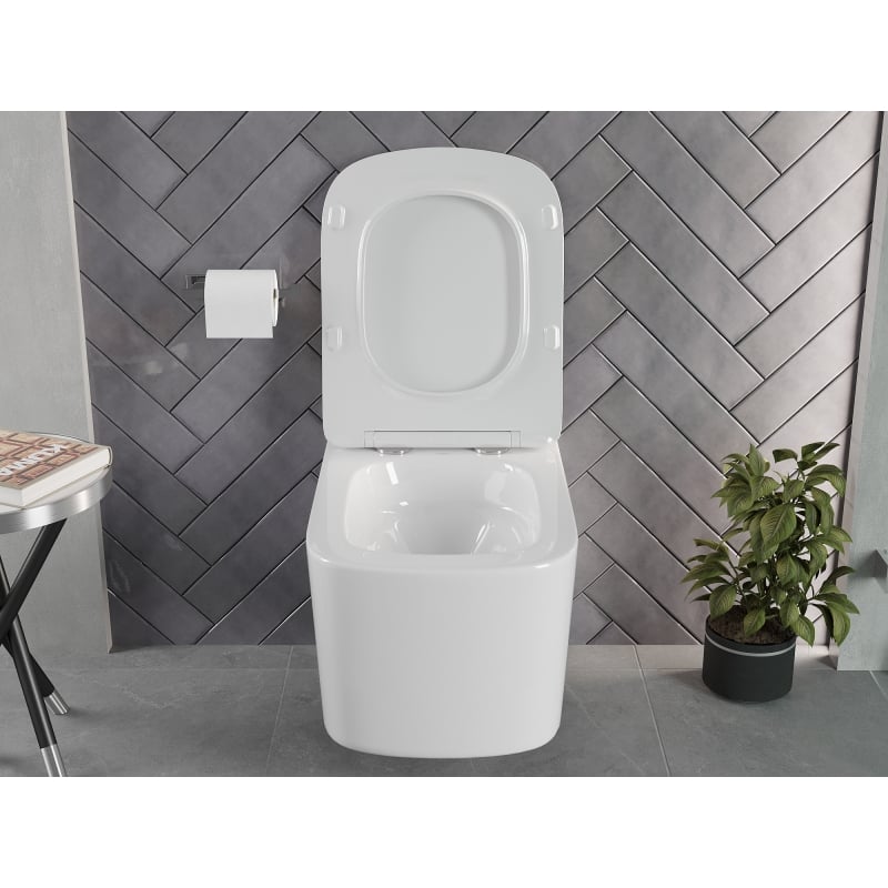 Mexen Vivo inodoro Rimless Tornado con asiento de caída lenta slim, duroplast, blanco brillante - 30610200T