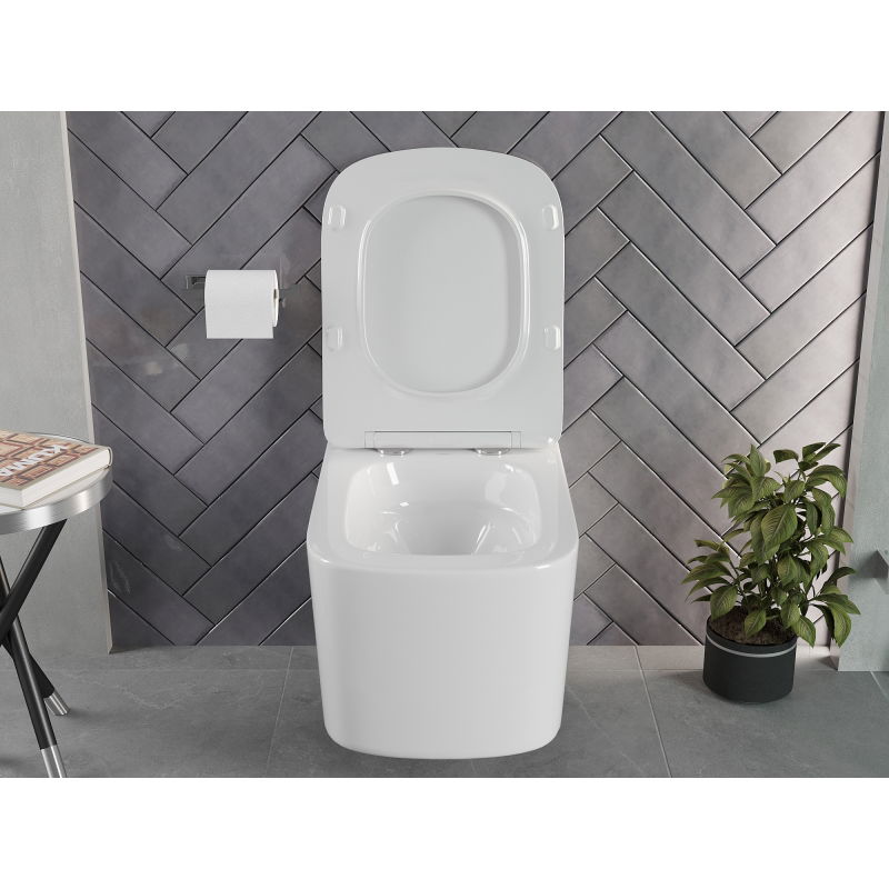 Mexen Vivo wc-pot Rimless Tornado met softclose slanke zitting, duroplast, glanzend wit - 30610200T