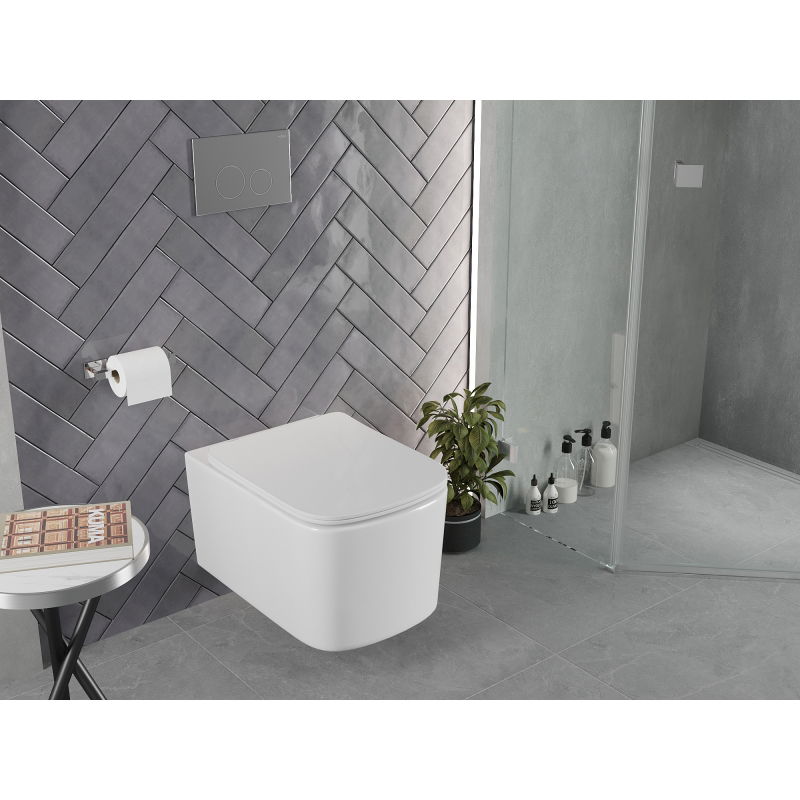 Mexen Vivo WC bļoda Rimless Tornado ar lēni krītošu vāku slim, duroplasts, balts glancēts - 30610200T