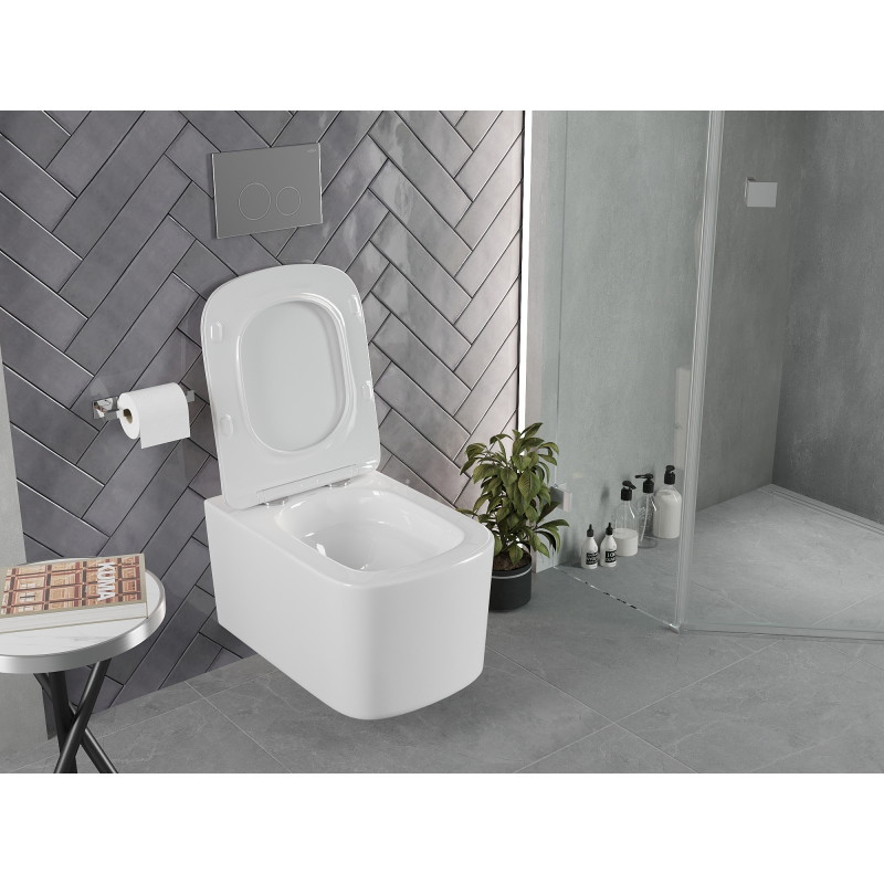 Mexen Vivo wc-pott Rimless Tornado aeglaselt langeva slim-kaanega, duroplast, valge läige - 30610200T