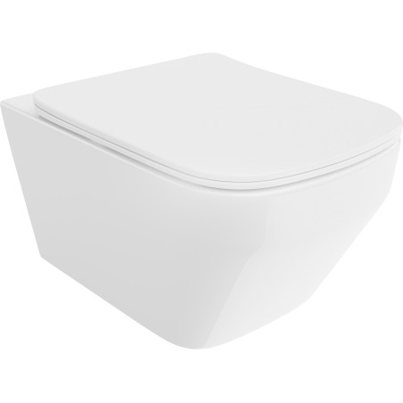 Mexen Riva WC-pott, Rimless Tornado koos aeglaselt sulguva slim duroplastist kaanega, läikiv valge - 30630200T