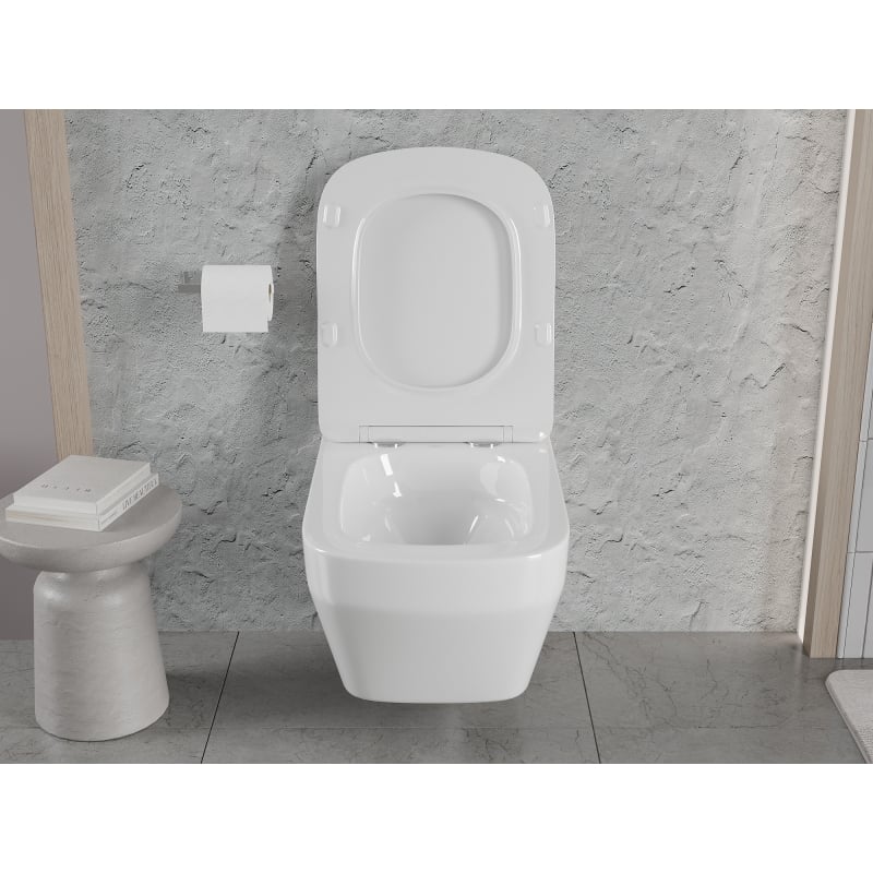 Mexen Riva inodoro WC sin borde Tornado con asiento de cierre suave slim, duroplast, blanco brillo - 30630200T