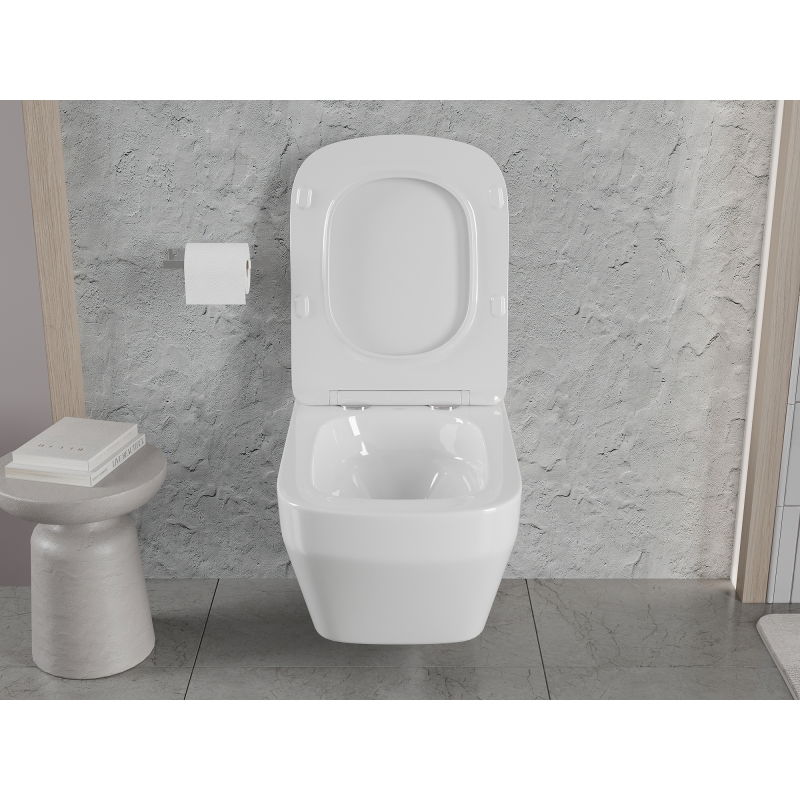 Mexen Riva sanitário wc Rimless Tornado com assento de fecho suave slim, duroplast, branco brilho - 30630200T