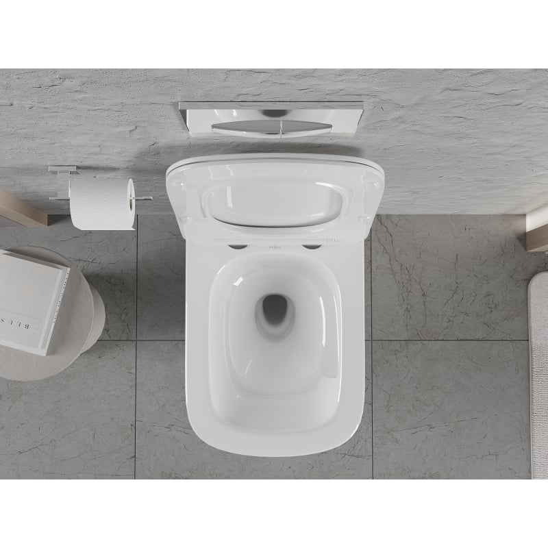 Mexen Riva inodoro WC sin borde Tornado con asiento de cierre suave slim, duroplast, blanco brillo - 30630200T