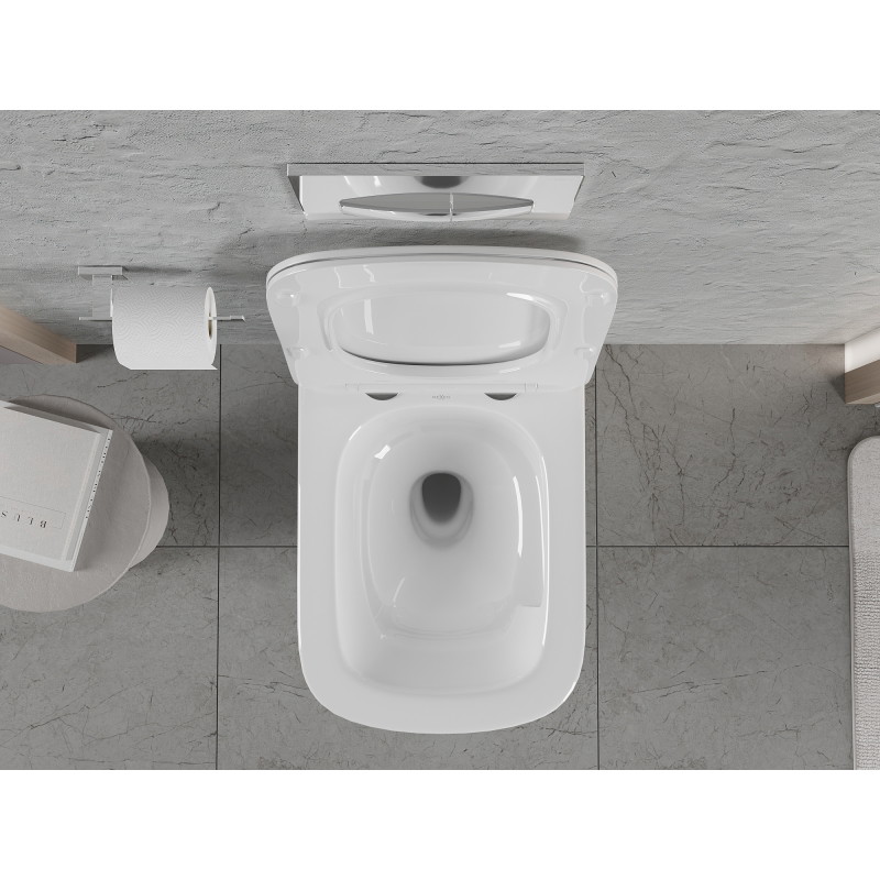 Mexen Riva miska wc Rimless Tornado z deską wolnoopadającą slim, duroplast, biała połysk - 30630200T