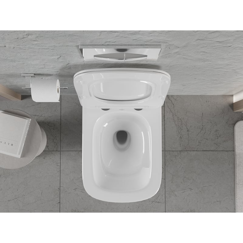 Mexen Riva Rimless Tornado Toilet Bowl with Soft-Close Slim Seat, Duroplast, Glossy White - 30630200T