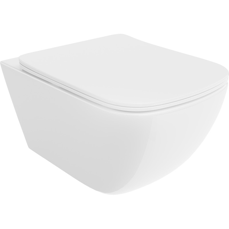 Mexen Timo miska wc Rimless Tornado z deską wolnoopadającą slim, duroplast, biała połysk - 30650200T