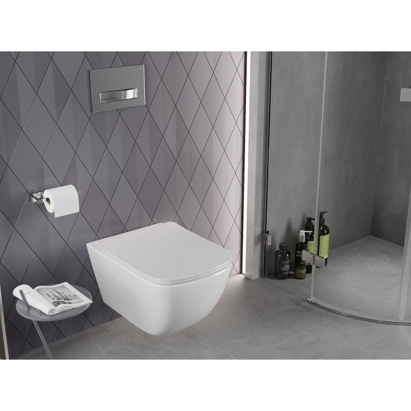 Mexen Timo miska wc Rimless Tornado z deską wolnoopadającą slim, duroplast, biała połysk - 30650200T