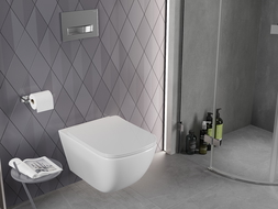 Mexen Timo WC-Schossel Rimless Tornado mat luescht ofklappender Slim-Deckel, Duroplast, glänzend wäiss - 30650200T