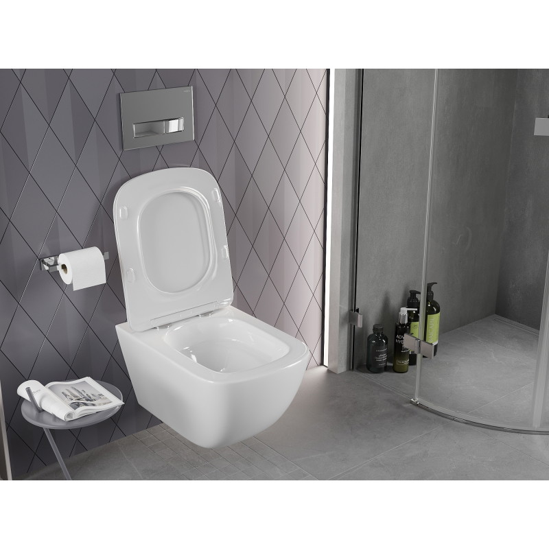 Mexen Timo miska wc Rimless Tornado z deską wolnoopadającą slim, duroplast, biała połysk - 30650200T