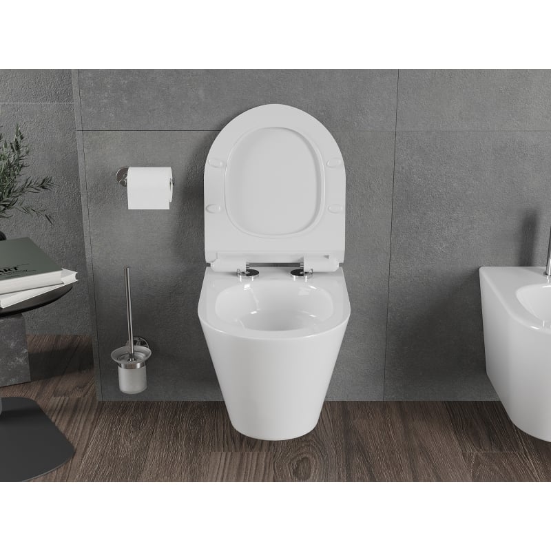 Mexen Rico miska wc Rimless Tornado z deską wolnoopadającą slim, duroplast, biała połysk - 30720100T