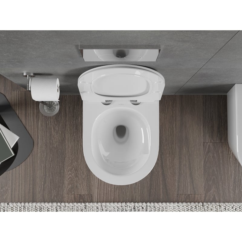 Mexen Rico sanitário suspenso Rimless Tornado com tampa de queda lenta slim, duroplast, branco brilho - 30720100T