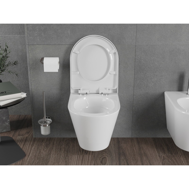 Mexen Rico miska wc Rimless Tornado z deską wolnoopadającą twarda, duroplast, biała połysk - 30720200T