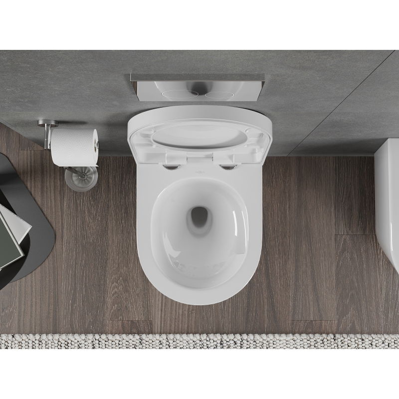 Mexen Rico WC bļoda Rimless Tornado ar cietu lēni krītošu sēdekli, duroplasta, balta spīdīga - 30720200T