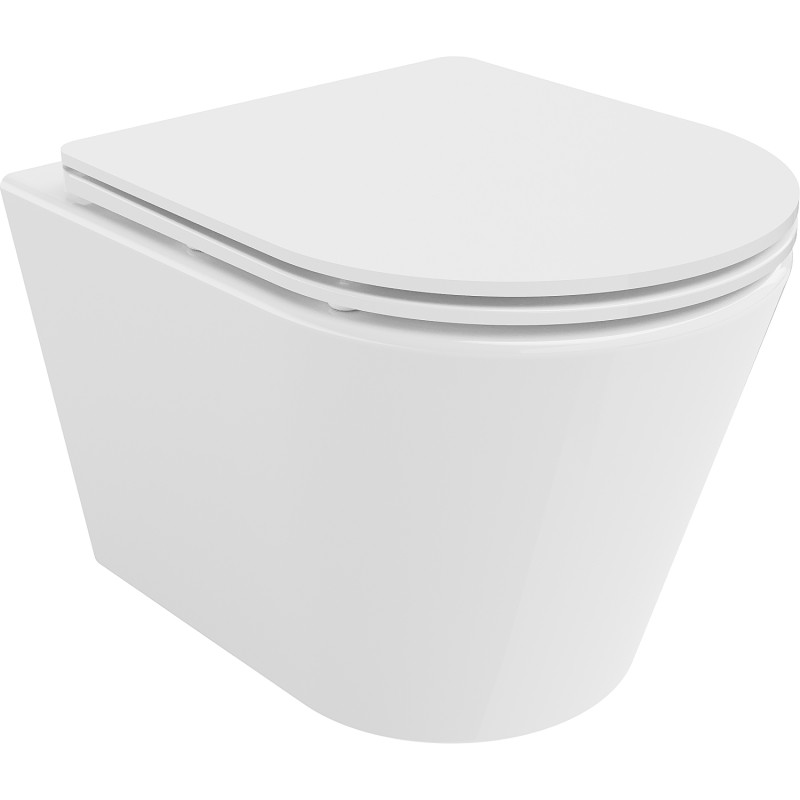 Mexen Rico miska wc Rimless Tornado z deską wolnoopadającą slim, duroplast, biała połysk - 30720300T