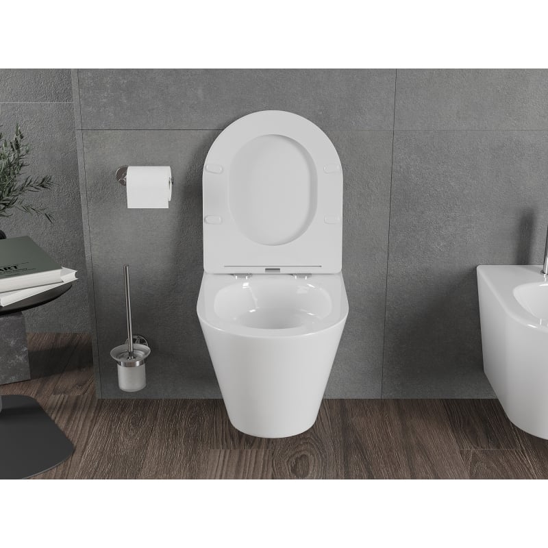 Mexen Rico miska wc Rimless Tornado z deską wolnoopadającą slim, duroplast, biała połysk - 30720300T