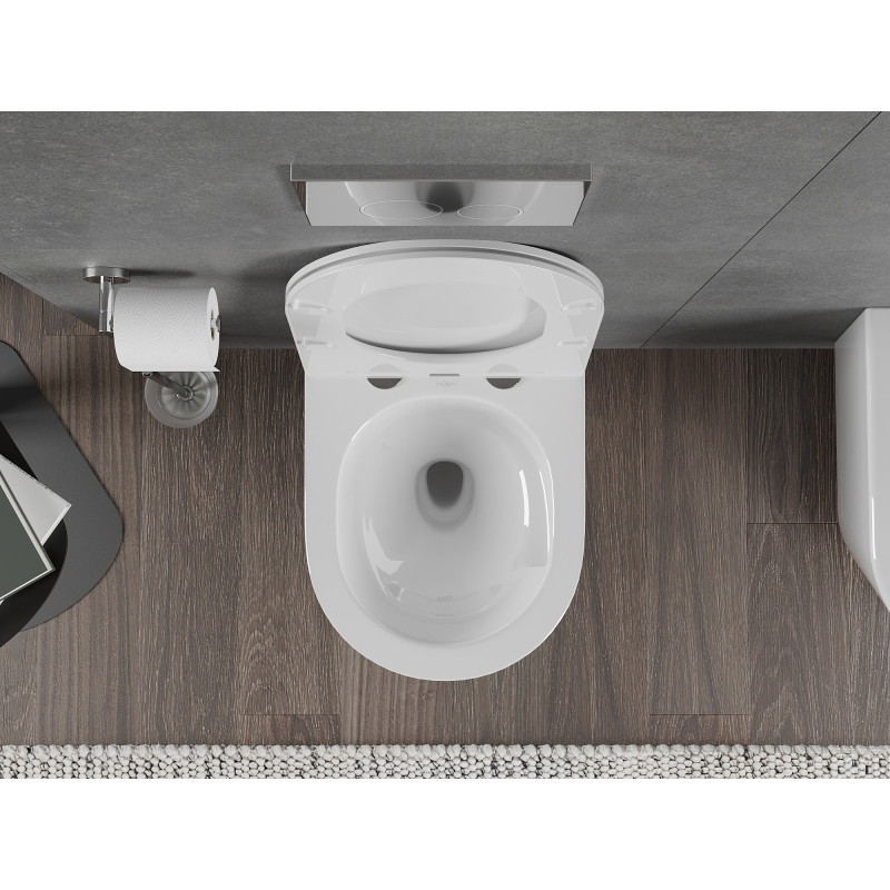 Mexeni Rico Rimfree Tornado WC-pott aeglaselt sulguva slim duroplast-istmega, valge läige - 30720300T