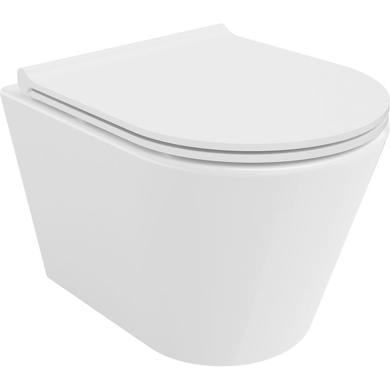 Mexen Rico WC-pot Rimless Tornado met zacht sluitende slanke zitting, duroplast, glanzend wit - 30720500T