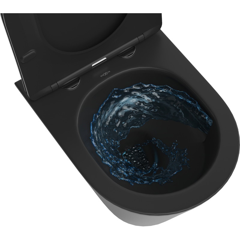 Mexen Rico miska wc Rimless Tornado z deską wolnoopadającą slim, duroplast, czarna mat - 30720185T