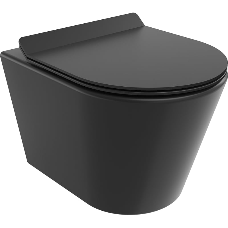 Mexen Rico miska wc Rimless Tornado z deską wolnoopadającą slim, duroplast, czarna mat - 30720185T