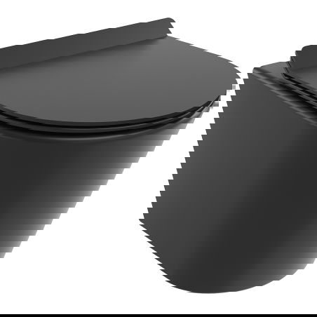 Mexen Rico wc-kulho Rimless Tornado, jossa slim hidastuva duroplast-penkki, musta matta - 30720185T