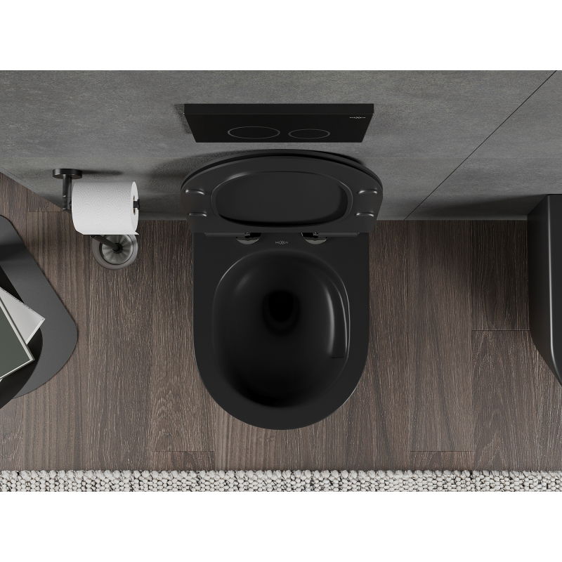 Mexen Rico cuvette WC Rimless Tornado avec abattant à descente progressive slim, duroplast, noir mat - 30720185T