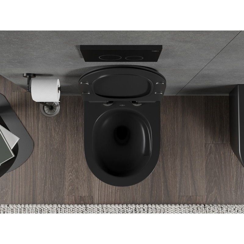 Mexen Rico miska wc Rimless Tornado z deską wolnoopadającą slim, duroplast, czarna mat - 30720185T